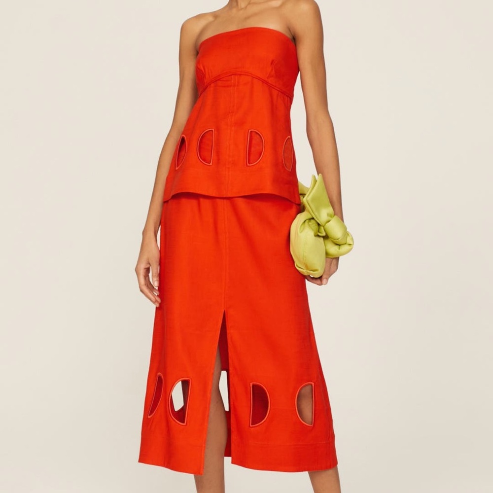 Tanya Taylor Orange Skirt and Top Set